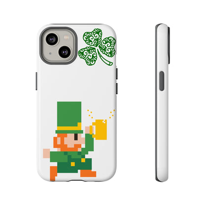 St. Patrick’s Pixel Leprechaun Phone Case — Cute Retro Gaming Clover Design