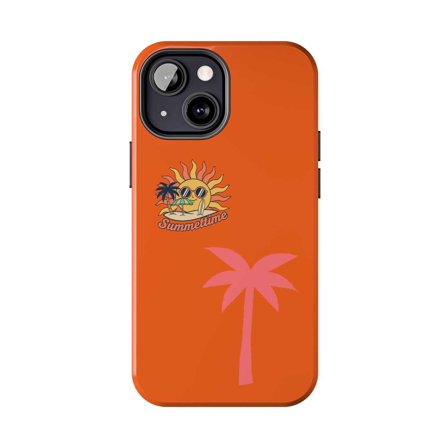 Summertime Palm Tough Phone Case — Retro Sun & Pink Palm Tropical Protective Cover