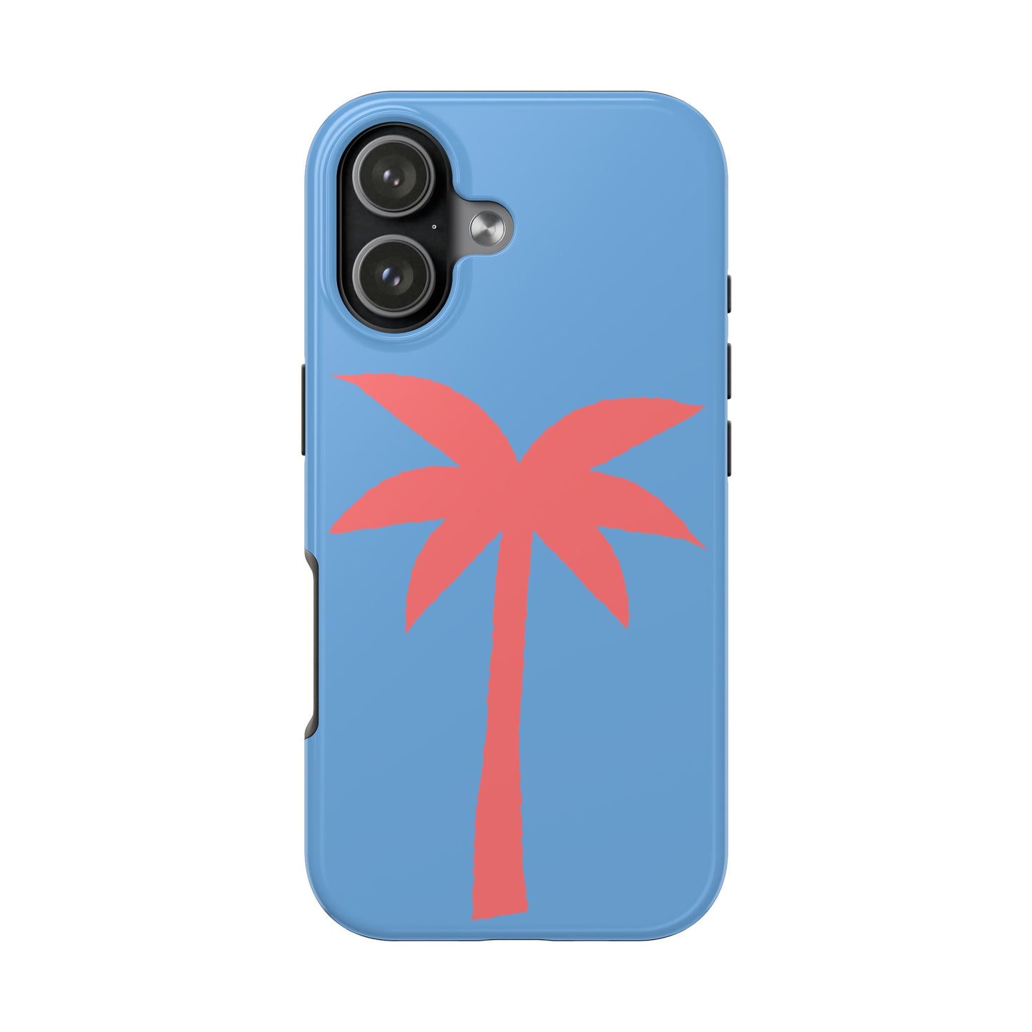 Tough Phone Case — Coral Palm on Sky Blue (Durable Protective Phone Cover)