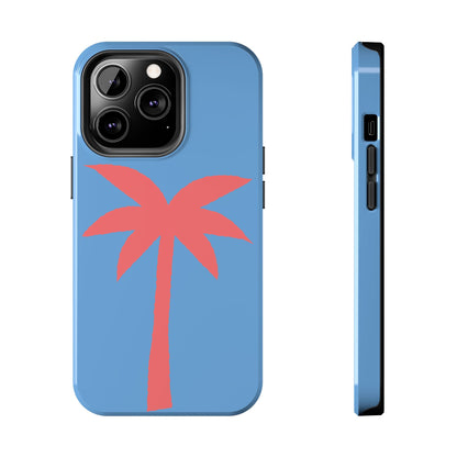 Tough Phone Case — Coral Palm on Sky Blue (Durable Protective Phone Cover)