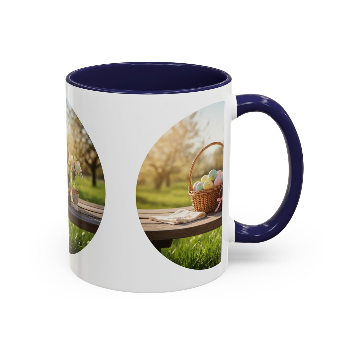 Easter Basket Coffee Mug — Spring Pastel Egg Design (11/15oz Accent Mug)