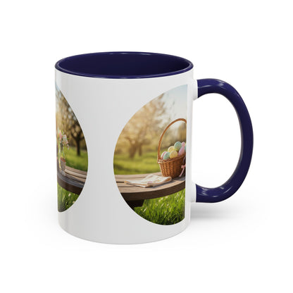 Easter Basket Coffee Mug — Spring Pastel Egg Design (11/15oz Accent Mug)