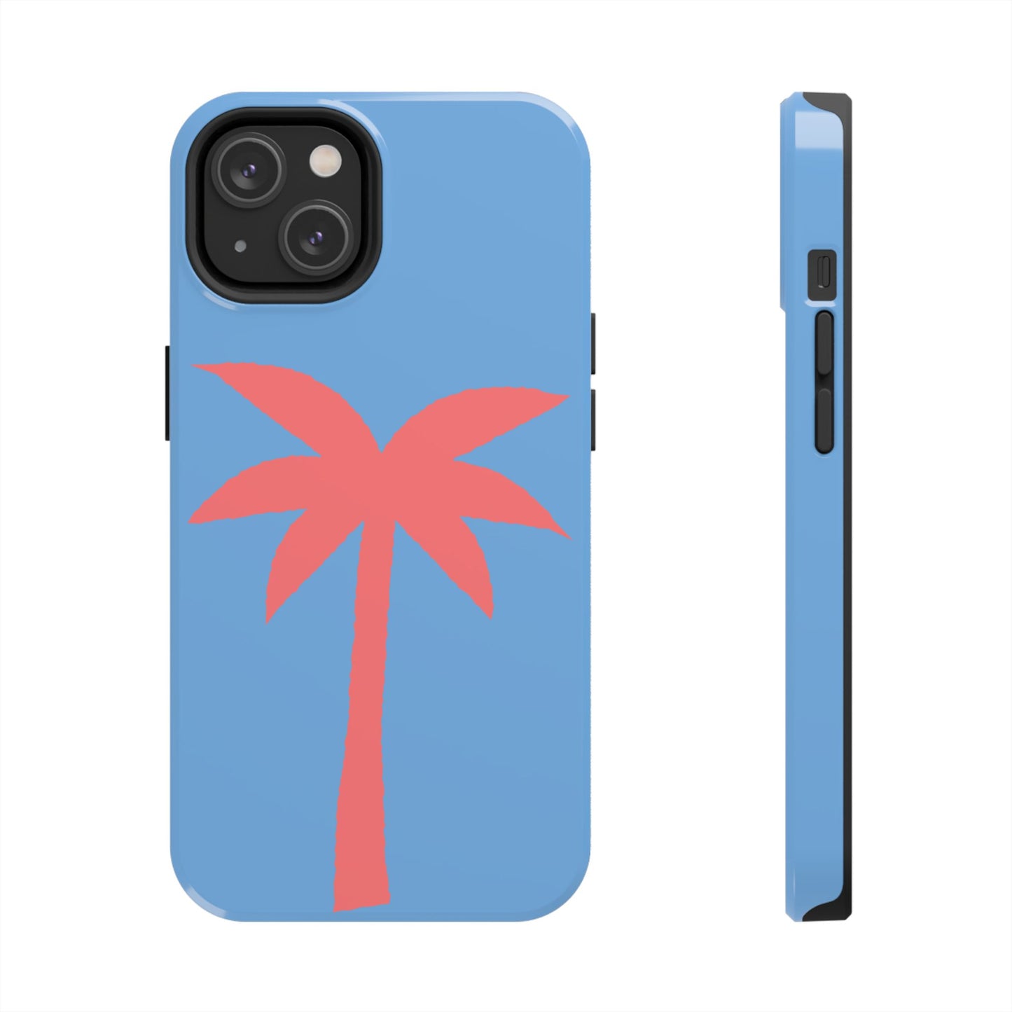 Tough Phone Case — Coral Palm on Sky Blue (Durable Protective Phone Cover)