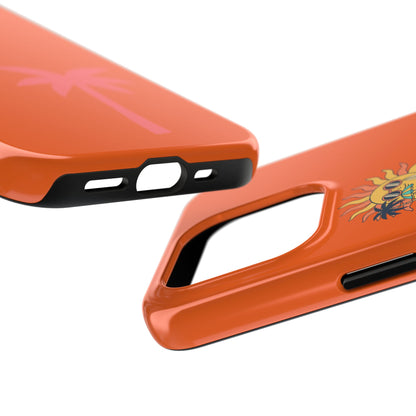 Summertime Palm Tough Phone Case — Retro Sun & Pink Palm Tropical Protective Cover