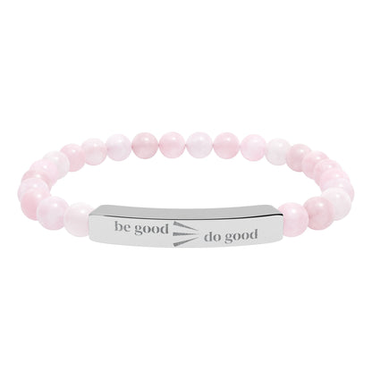 Engraved Natural Stone Stretch Bracelet — Personalized Bar Bead Bracelet