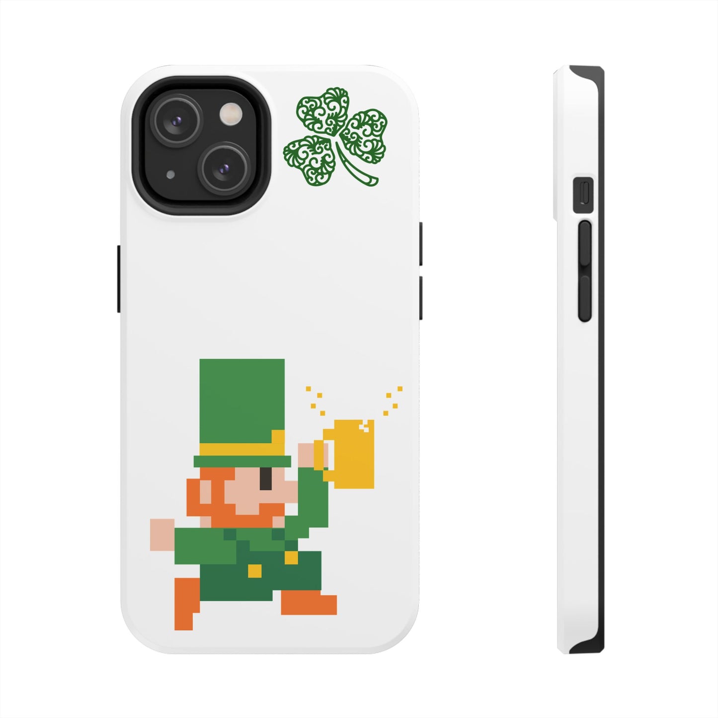 St. Patrick's Pixel Leprechaun Tough Phone Case — Shamrock & Beer Mug