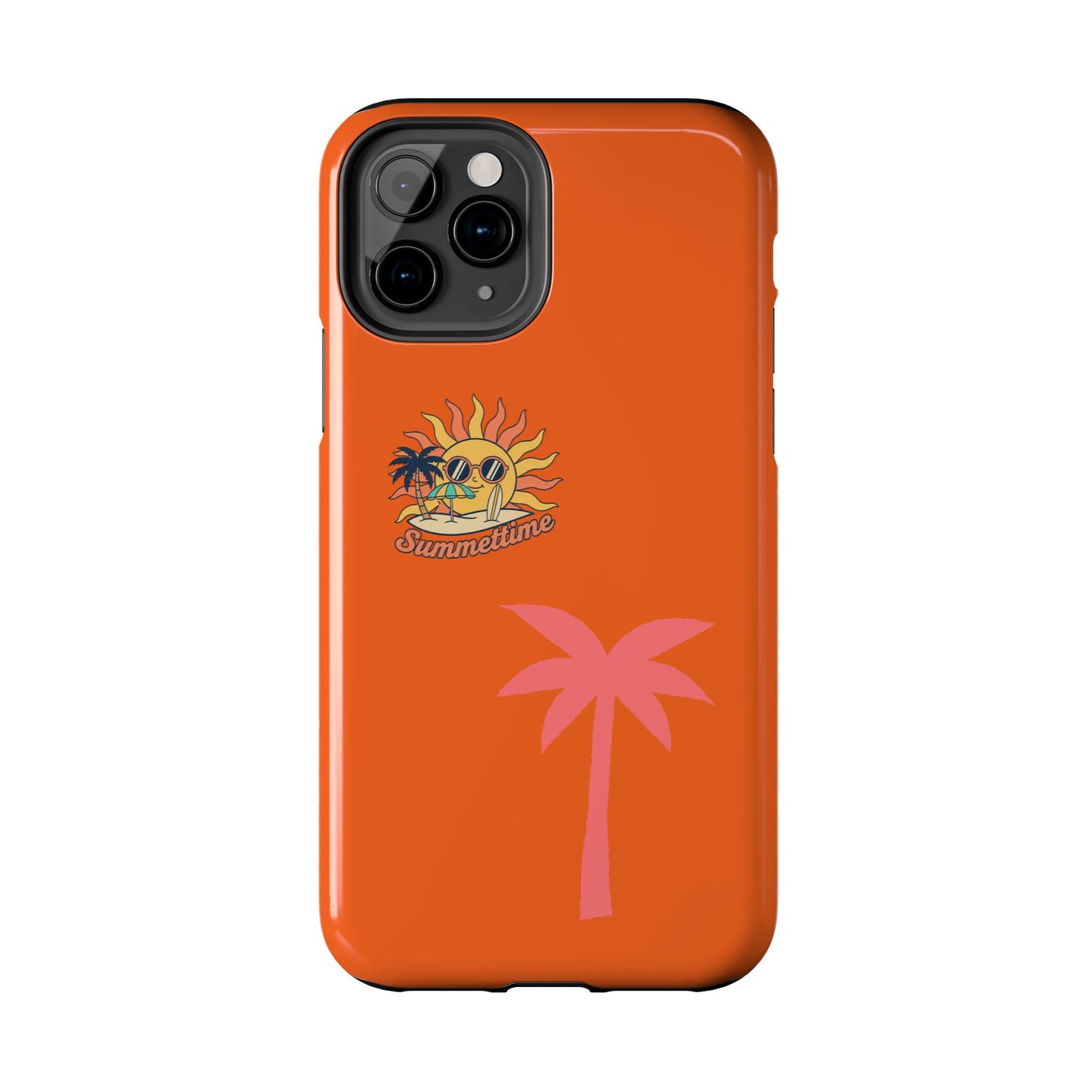 Summertime Palm Tough Phone Case — Retro Sun & Pink Palm Tropical Protective Cover