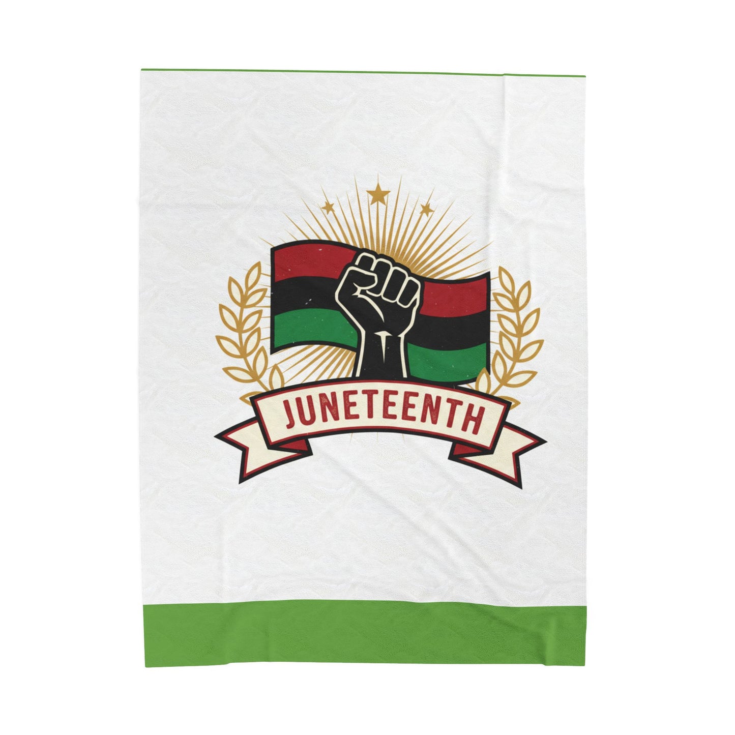 Juneteenth Velveteen Plush Blanket — Afrocentric Fist & Pan-African Flag Design