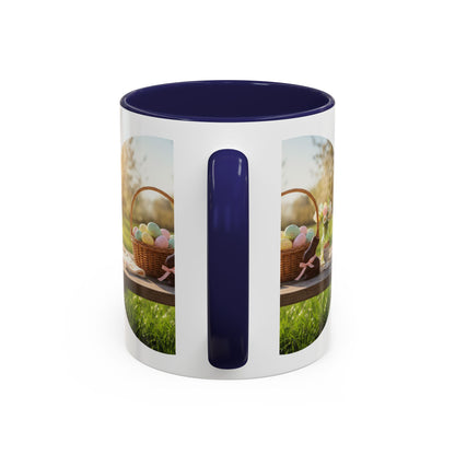 Easter Basket Coffee Mug — Spring Pastel Egg Design (11/15oz Accent Mug)