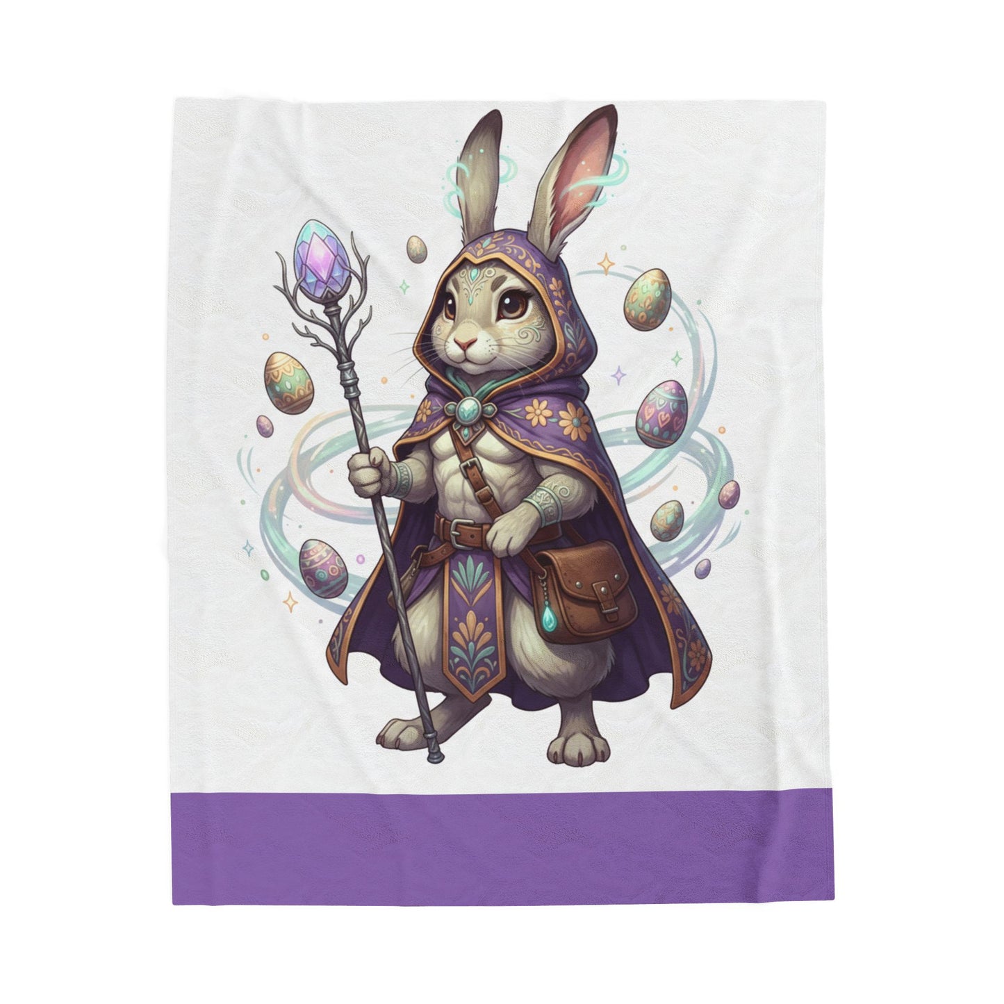 Magical Bunny Wizard Plush Blanket — Velveteen Easter Rabbit Throw
