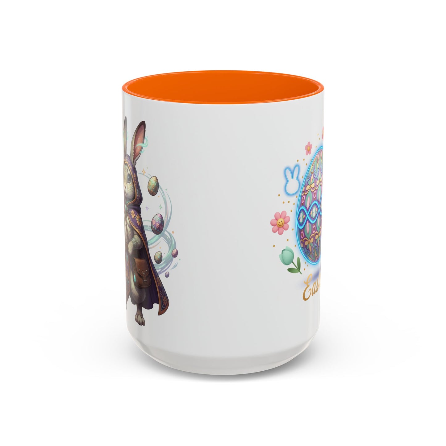 Easter Egg Accent Coffee Mug — Colorful Floral Bunny Design (11/15oz)
