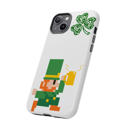 St. Patrick’s Pixel Leprechaun Phone Case — Cute Retro Gaming Clover Design