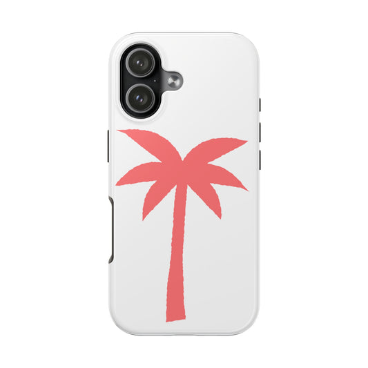 Coral Palm Tough Phone Case — Minimal Tropical iPhone Cover