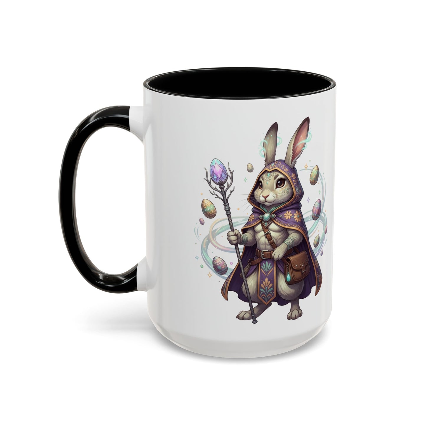 Easter Egg Accent Coffee Mug — Colorful Floral Bunny Design (11/15oz)