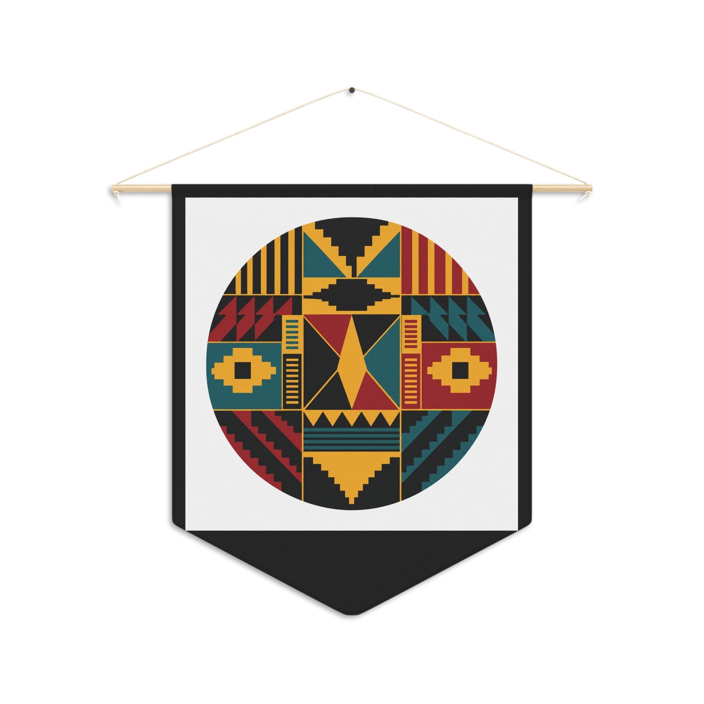 Geometric Tribal Pennant Wall Banner — Colorful Aztec Circle Design