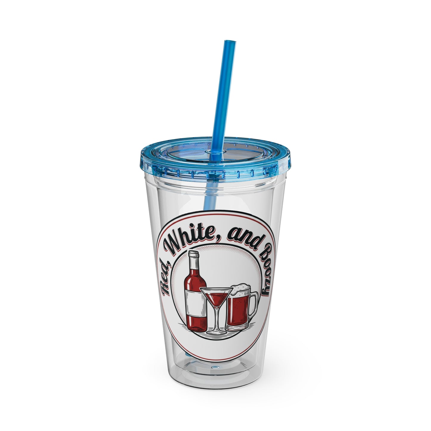 16oz Sunsplash Tumbler with Straw — Beach BBQ Graphic Travel Cup