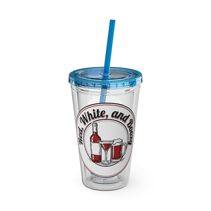 16oz Sunsplash Tumbler with Straw — Beach BBQ Graphic Travel Cup