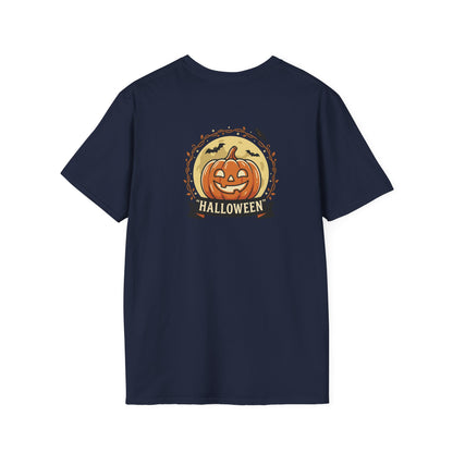Halloween Pumpkin Graphic T-Shirt — "Happy Haunting" Cute Cat Jack-o'-Lantern Tee