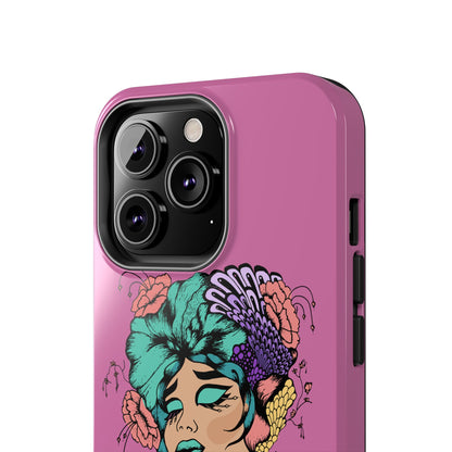 Tough Phone Case — Retro Floral Femme Illustration, Protective Art Phone Cover