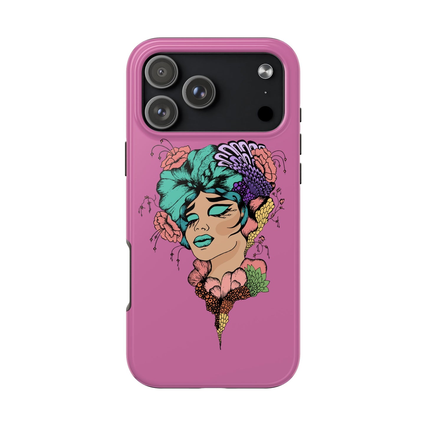 Tough Phone Case — Retro Floral Femme Illustration, Protective Art Phone Cover