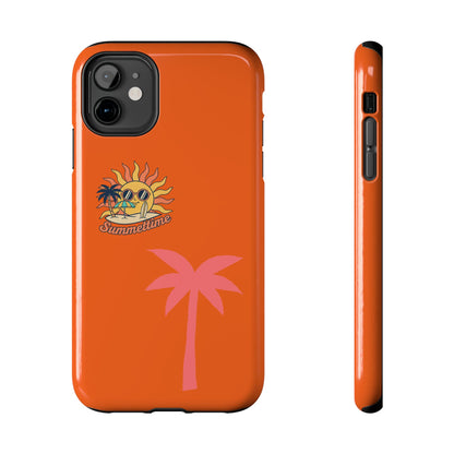 Summertime Palm Tough Phone Case — Retro Sun & Pink Palm Tropical Protective Cover