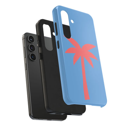 Tough Phone Case — Coral Palm on Sky Blue (Durable Protective Phone Cover)