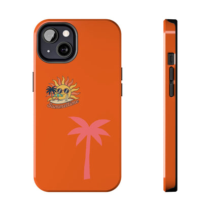 Summertime Palm Tough Phone Case — Retro Sun & Pink Palm Tropical Protective Cover