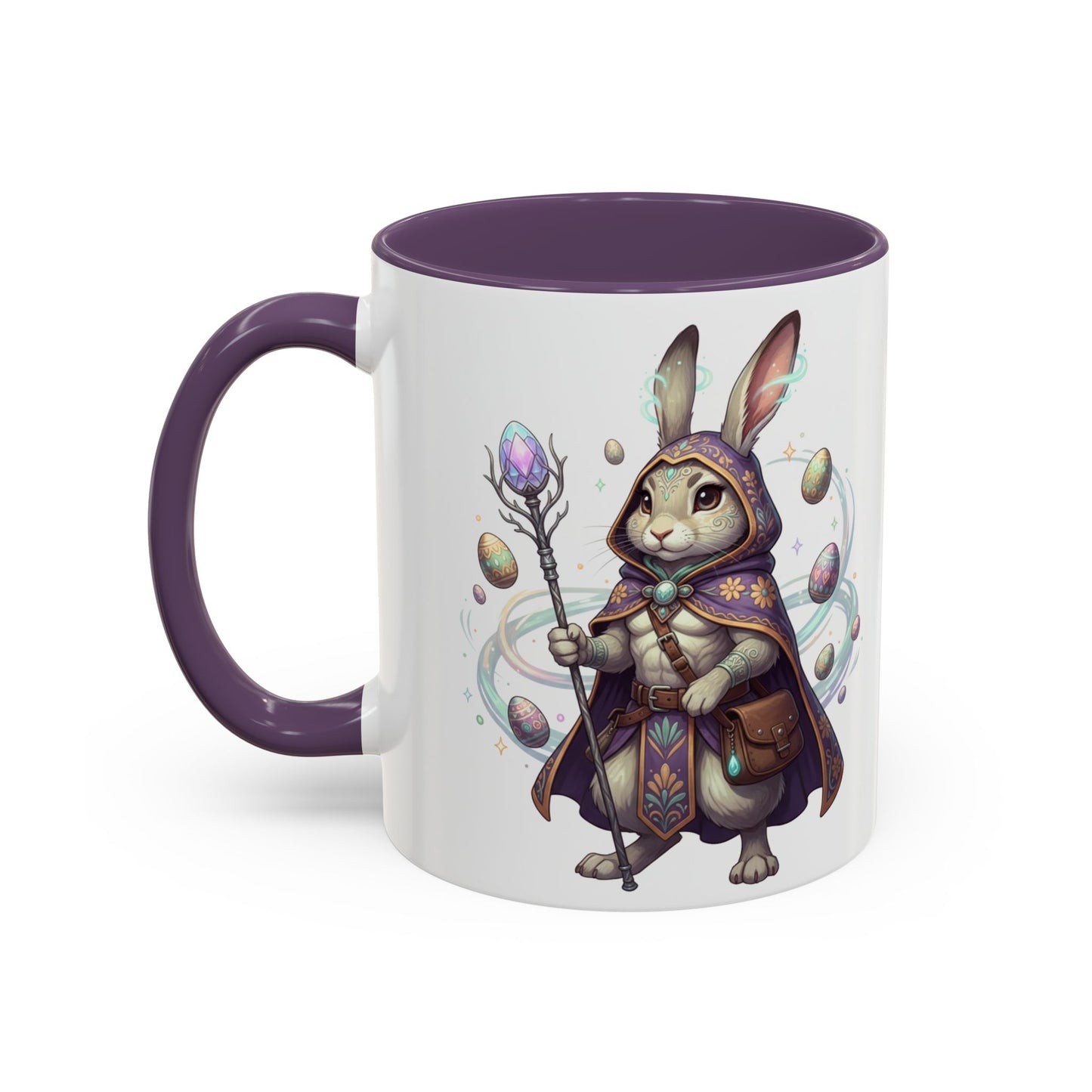 Easter Egg Accent Coffee Mug — Colorful Floral Bunny Design (11/15oz)