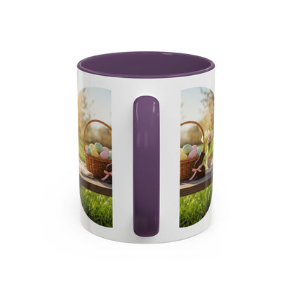 Easter Basket Coffee Mug — Spring Pastel Egg Design (11/15oz Accent Mug)
