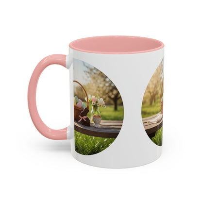 Easter Basket Coffee Mug — Spring Pastel Egg Design (11/15oz Accent Mug)