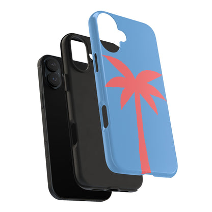 Tough Phone Case — Coral Palm on Sky Blue (Durable Protective Phone Cover)