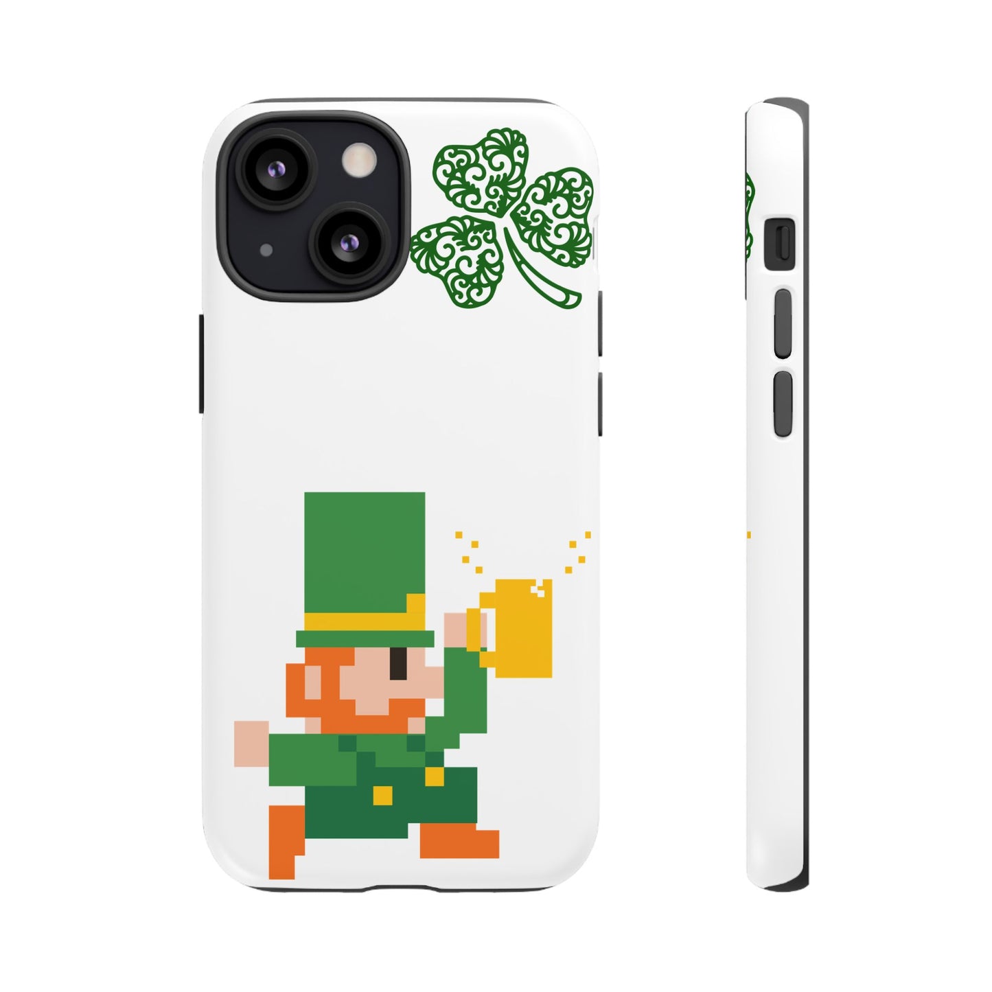 St. Patrick’s Pixel Leprechaun Phone Case — Cute Retro Gaming Clover Design