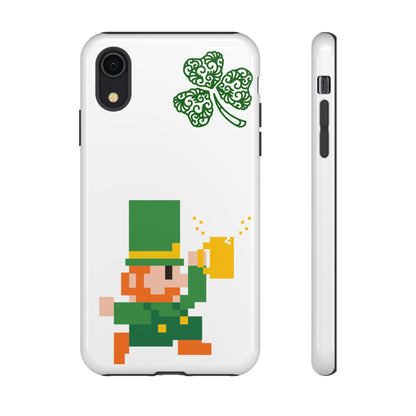 St. Patrick’s Pixel Leprechaun Phone Case — Cute Retro Gaming Clover Design