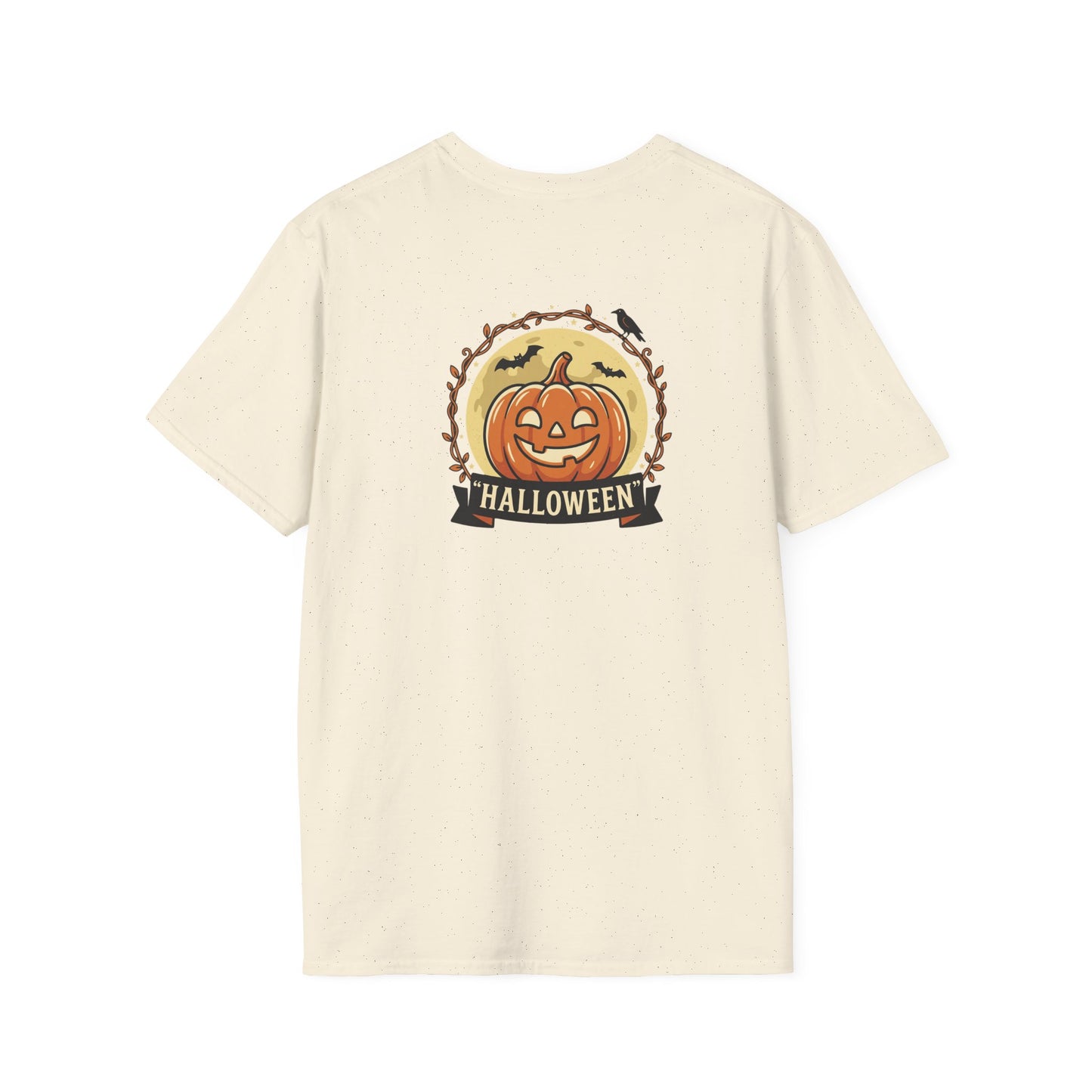 Halloween Pumpkin Graphic T-Shirt — "Happy Haunting" Cute Cat Jack-o'-Lantern Tee
