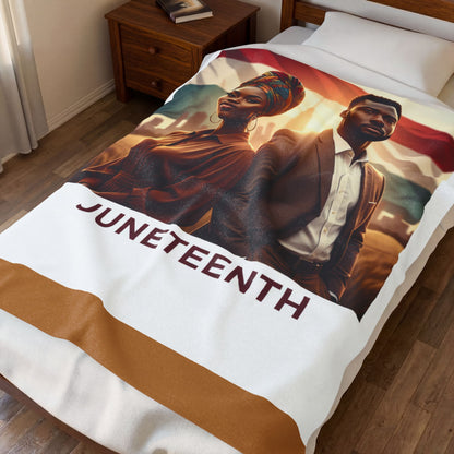 Juneteenth Velveteen Plush Blanket — Celebratory African American Freedom Tribute