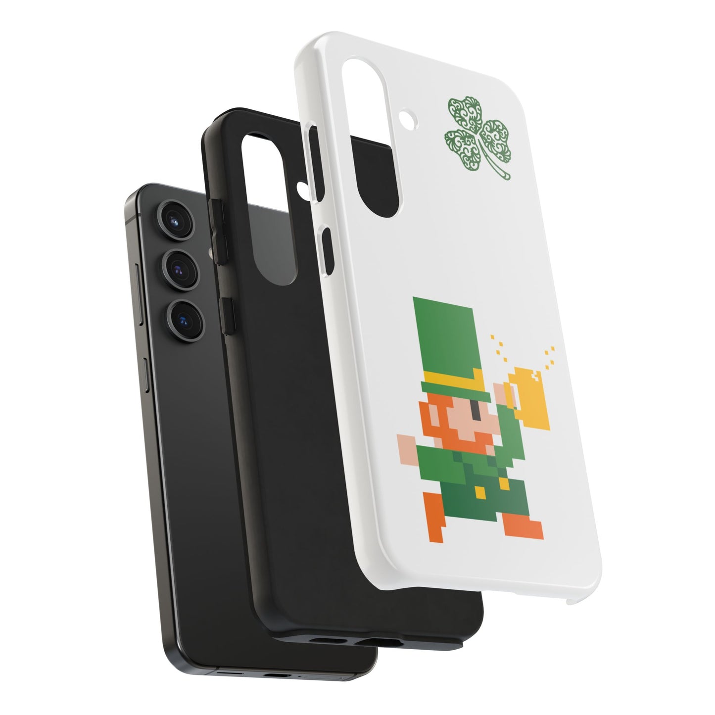 St. Patrick's Pixel Leprechaun Tough Phone Case — Shamrock & Beer Mug