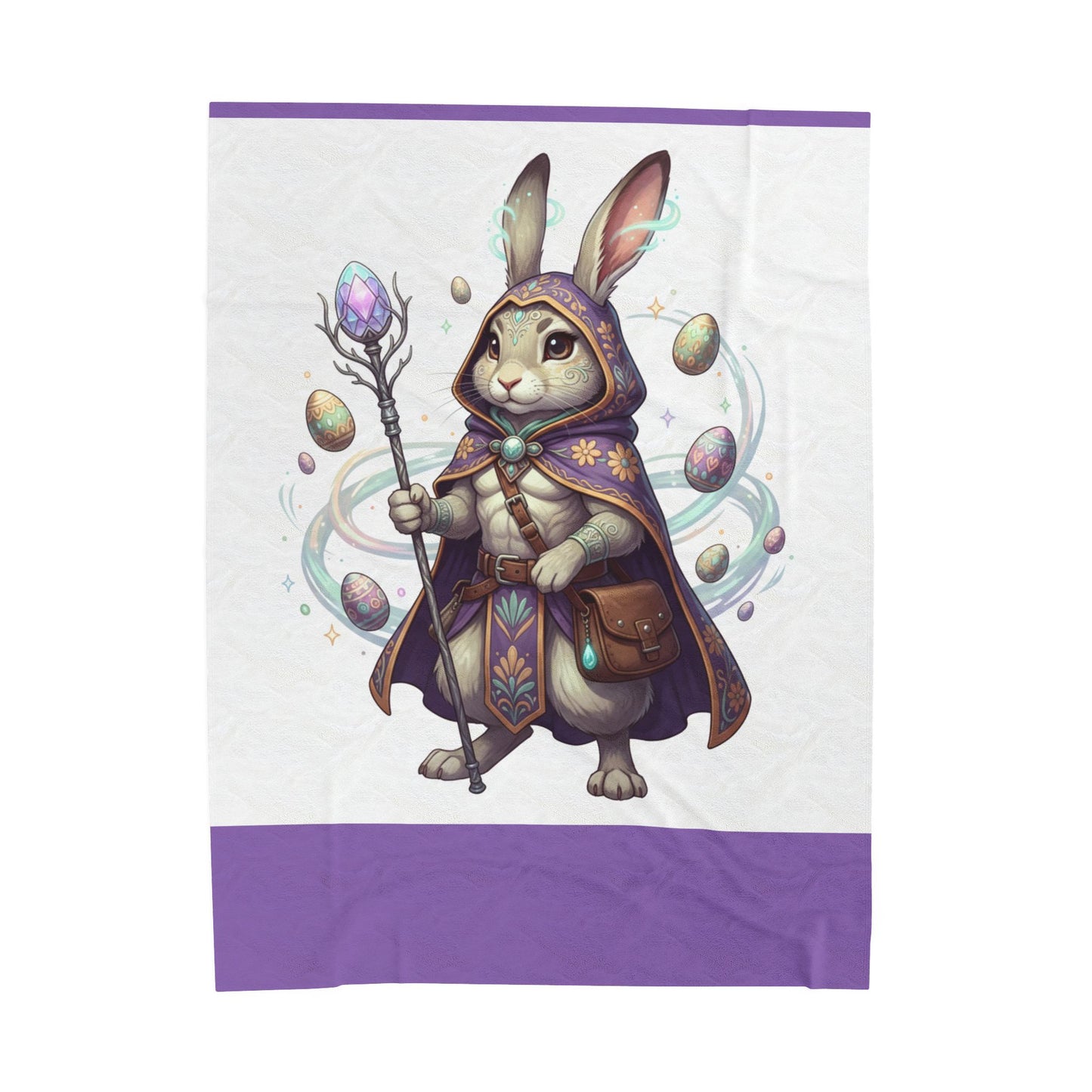 Magical Bunny Wizard Plush Blanket — Velveteen Easter Rabbit Throw