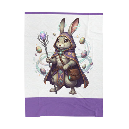 Magical Bunny Wizard Plush Blanket — Velveteen Easter Rabbit Throw