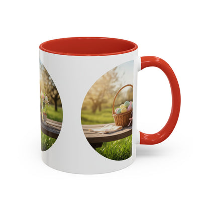 Easter Basket Coffee Mug — Spring Pastel Egg Design (11/15oz Accent Mug)