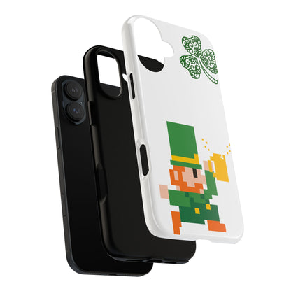 St. Patrick’s Pixel Leprechaun Phone Case — Cute Retro Gaming Clover Design