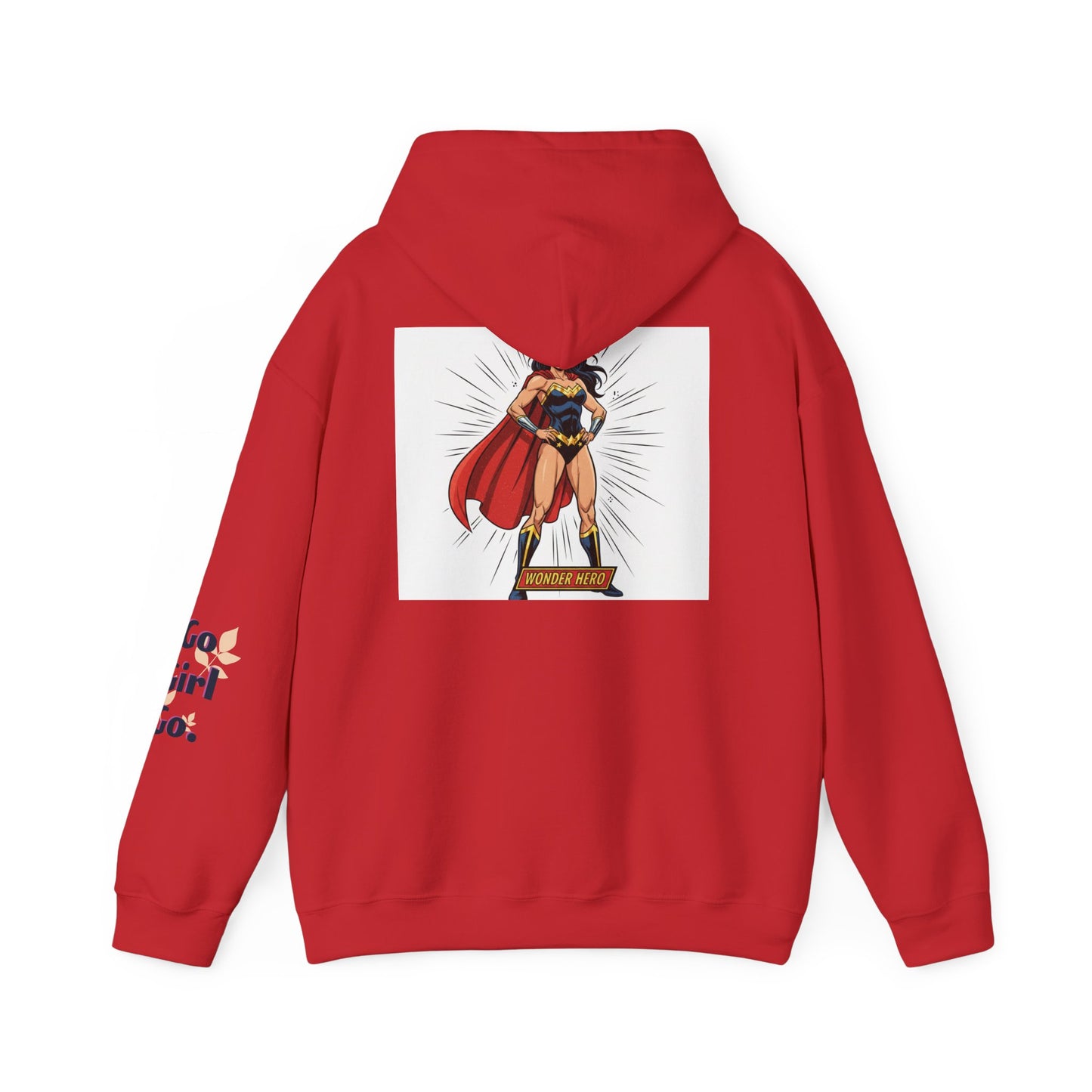 Wonder Woman Hoodie — Vintage Superhero Graphic Sweatshirt ('Go girl' sleeve)