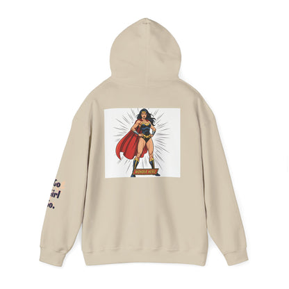 Wonder Woman Hoodie — Vintage Superhero Graphic Sweatshirt ('Go girl' sleeve)