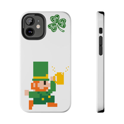 St. Patrick's Pixel Leprechaun Tough Phone Case — Shamrock & Beer Mug