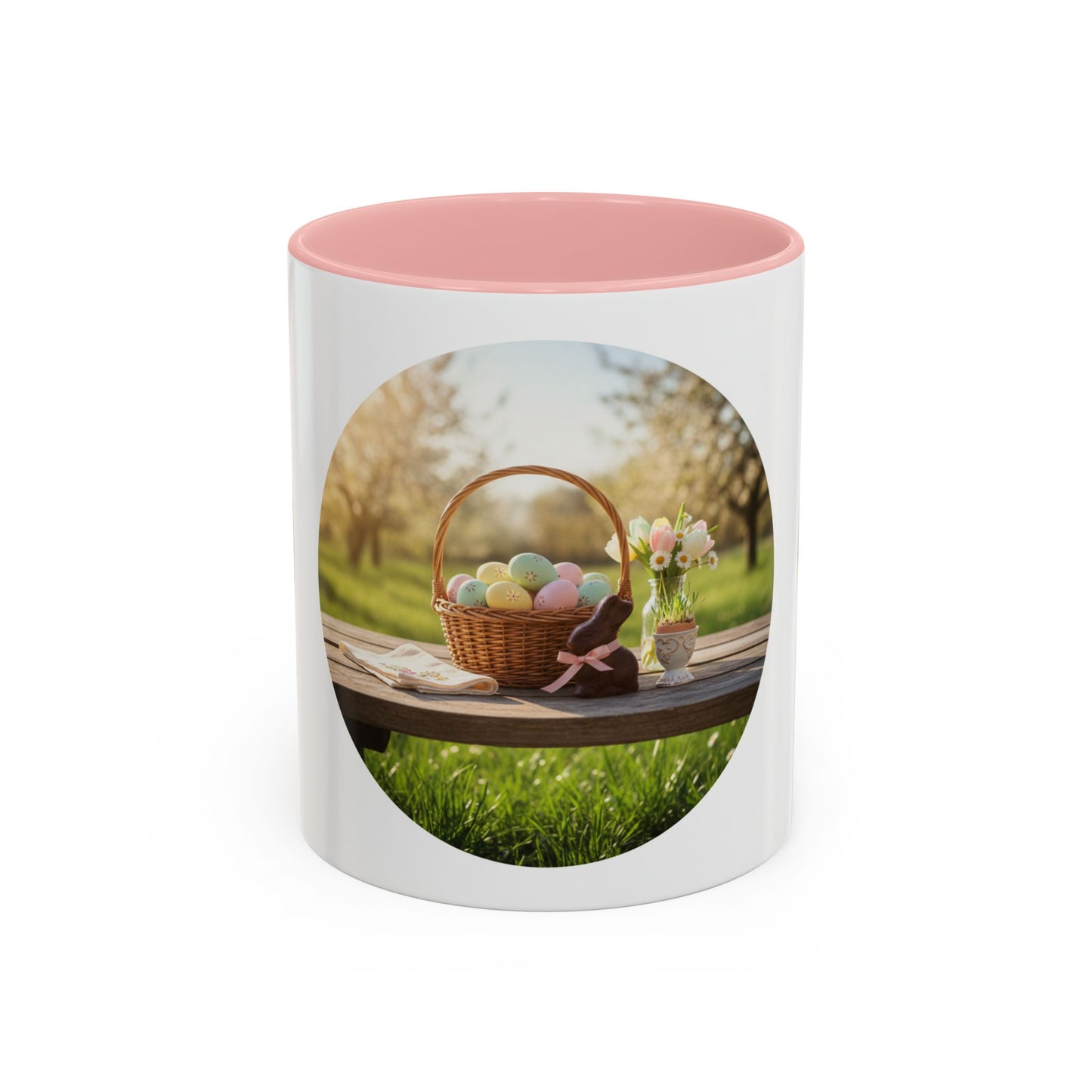 Easter Basket Coffee Mug — Spring Pastel Egg Design (11/15oz Accent Mug)
