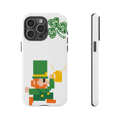 St. Patrick’s Pixel Leprechaun Phone Case — Cute Retro Gaming Clover Design