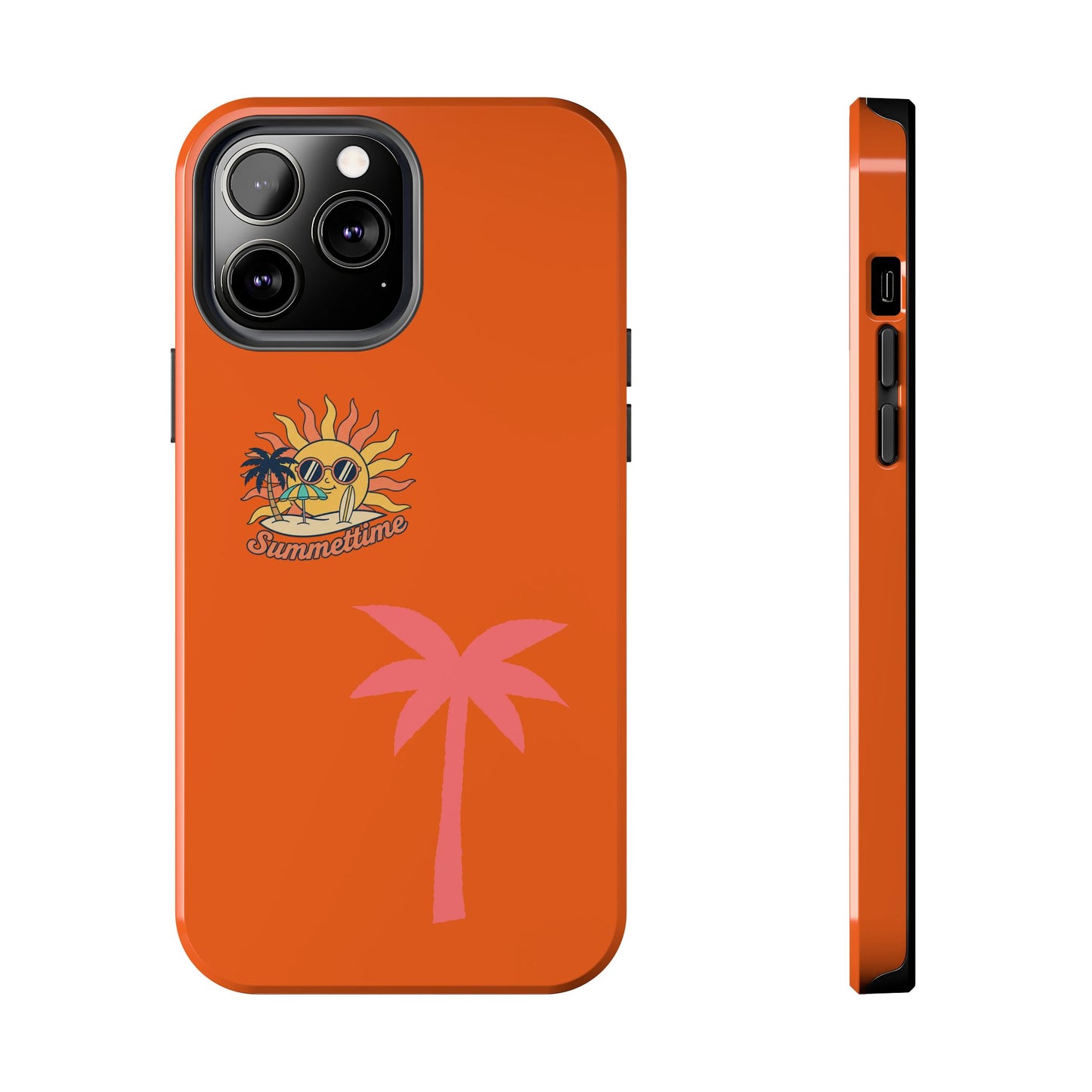 Summertime Palm Tough Phone Case — Retro Sun & Pink Palm Tropical Protective Cover