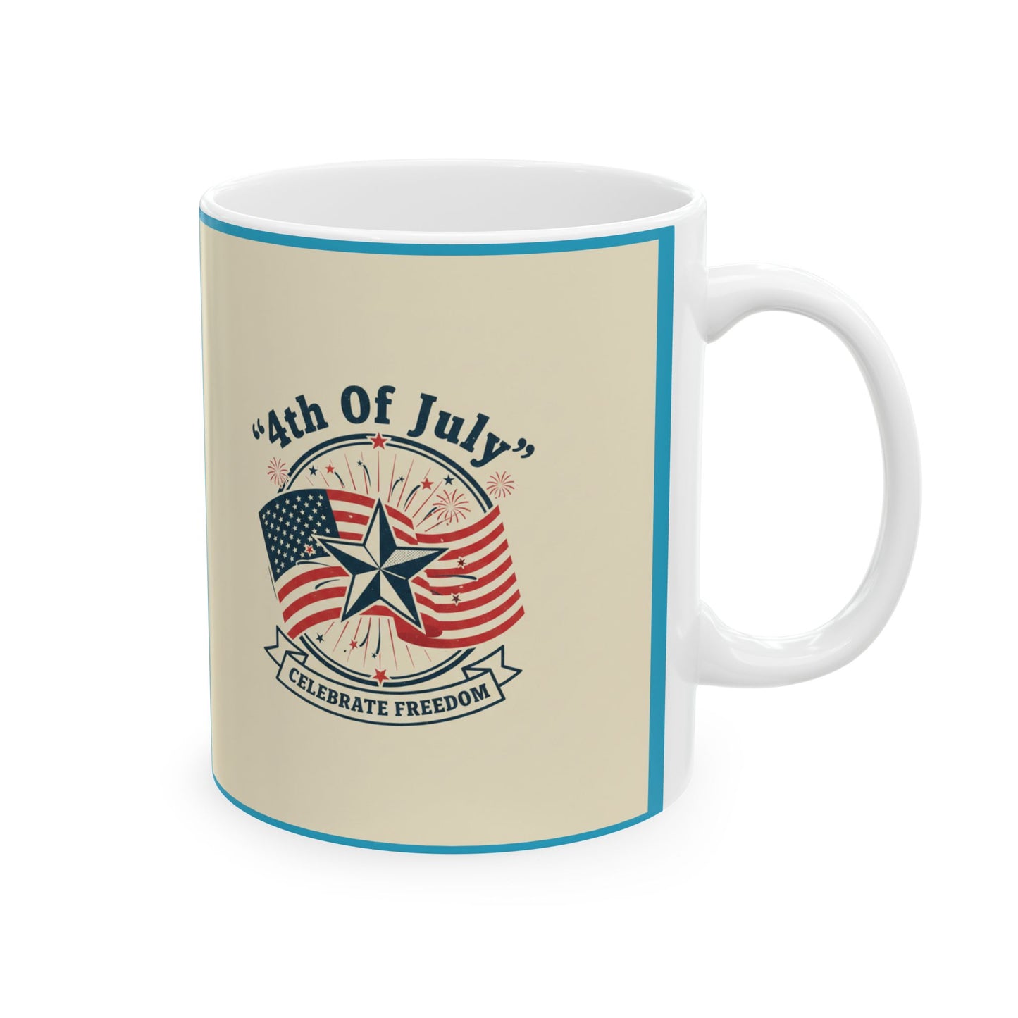Fourth of July American Flag Ceramic Mug – Patriotic Independence Day Coffee Cup (11oz/15oz)