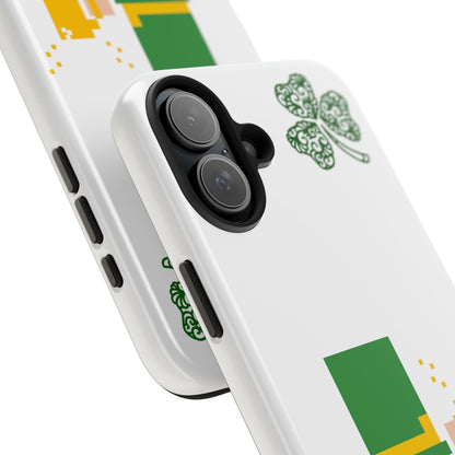 St. Patrick's Pixel Leprechaun Tough Phone Case — Shamrock & Beer Mug