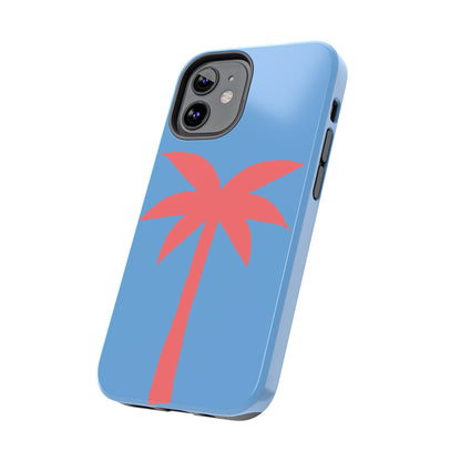 Tough Phone Case — Coral Palm on Sky Blue (Durable Protective Phone Cover)