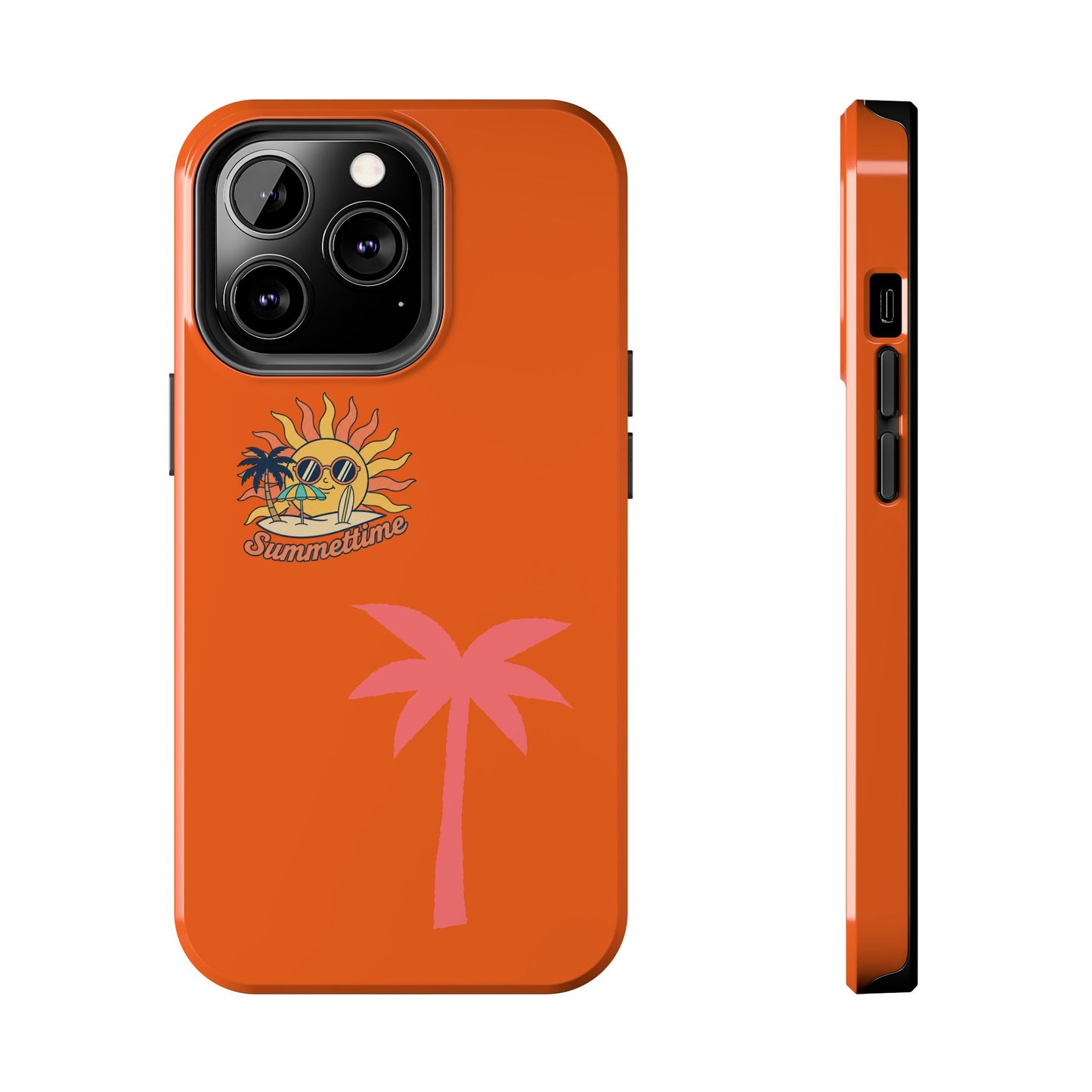 Summertime Palm Tough Phone Case — Retro Sun & Pink Palm Tropical Protective Cover